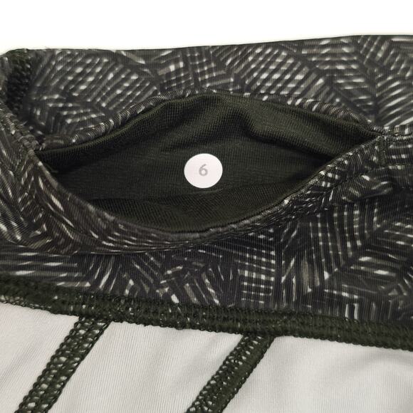 LULULEMON Cool To Street Crop Jazzy White Gator Green Mesh Cutout Legging Sz 6 - Picture 8 of 11